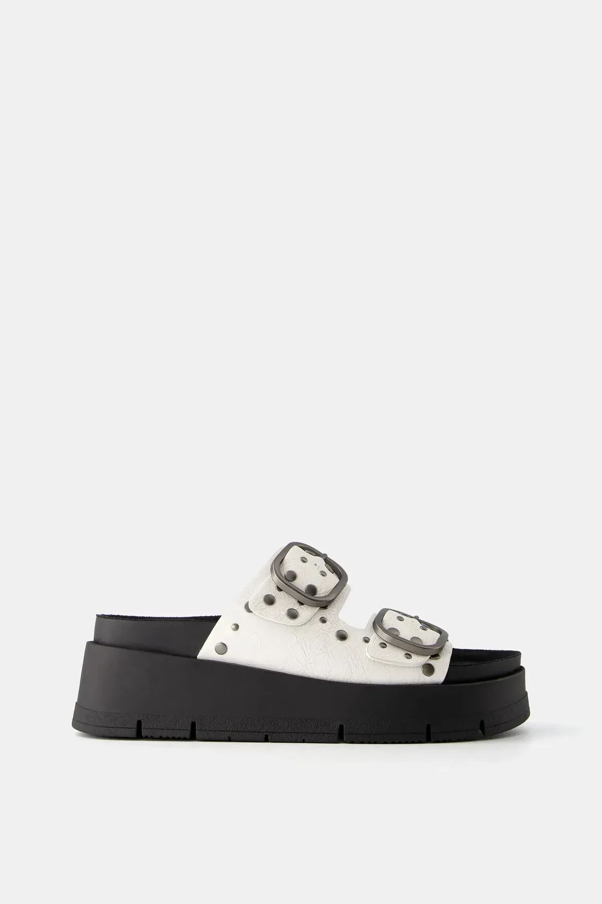 Bershka Women's  Stud Detailed Buckle Platform Sandals