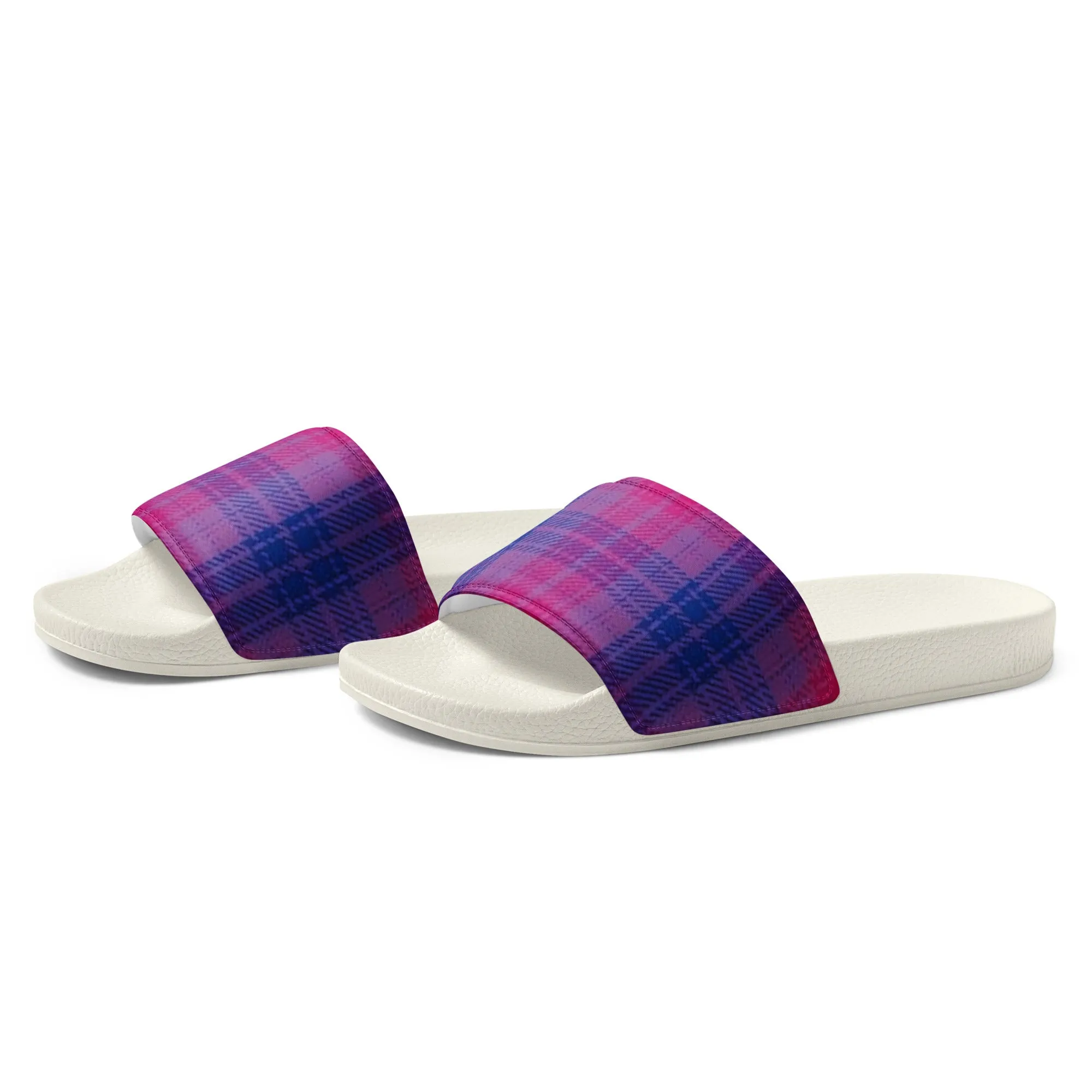 Bisexual Bi Pride Women's Slides Sandals in Plaid