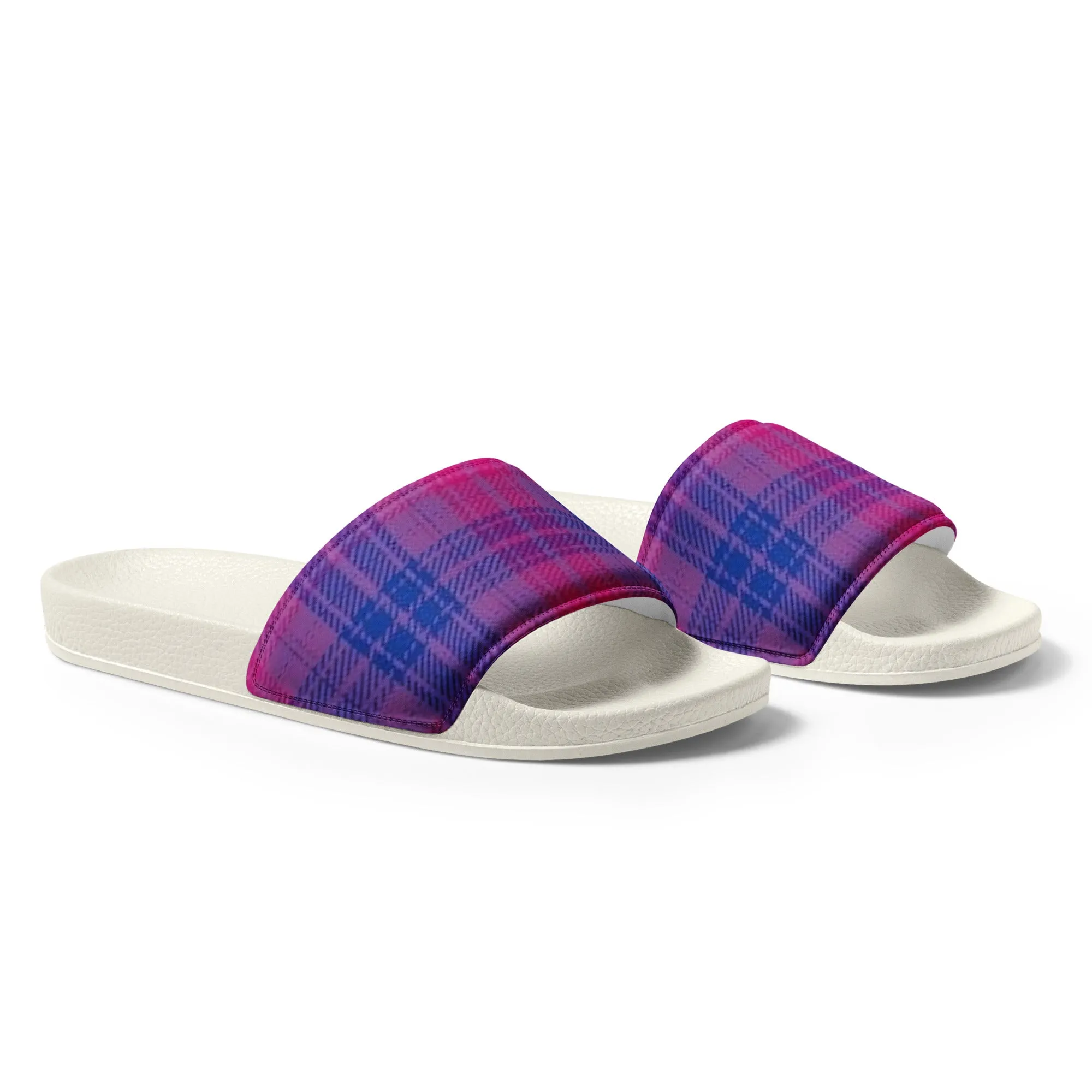 Bisexual Bi Pride Women's Slides Sandals in Plaid