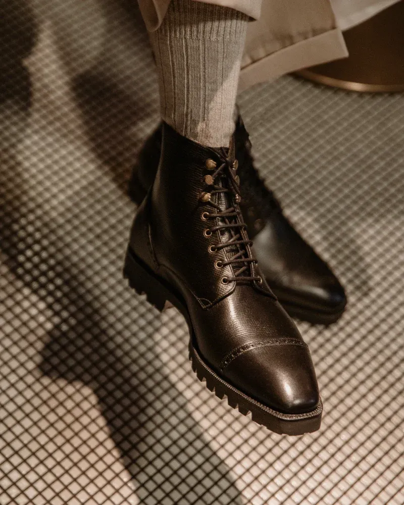 Black Alcazar Cap Toe Boot