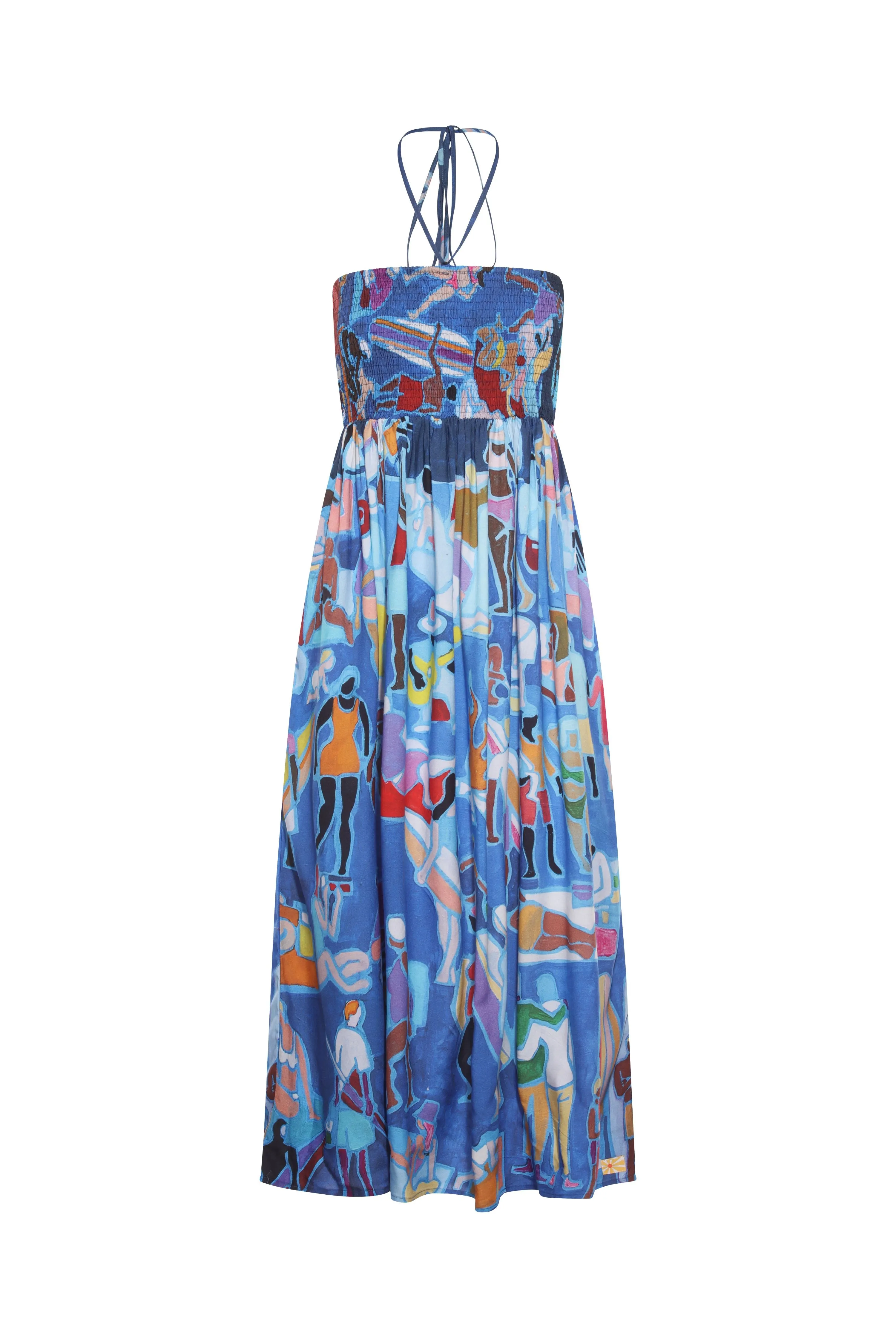 Blue Sunbathers Rayon Tube Dress