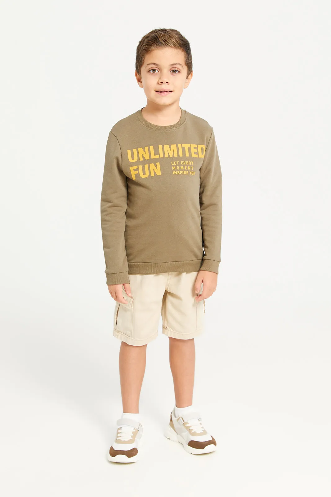 Boys Mustard And Olive Sweatshirt Set (2 Piece)