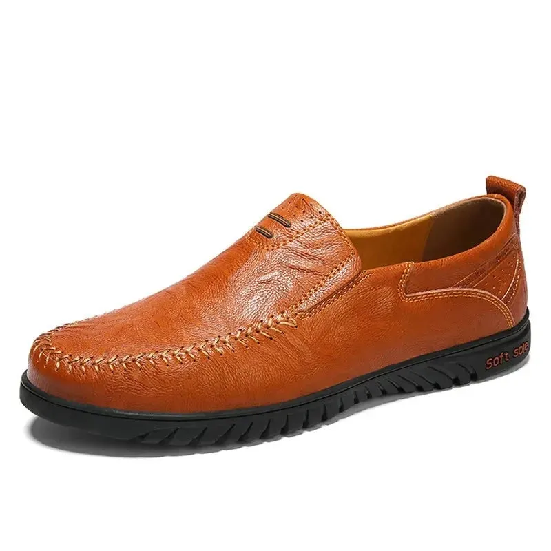 Brand Men Genuine Leather Shoes Luxury Casual Shoes Soft Men Loafers Breathable Slip On Driving Men Shoes Plus Size 47