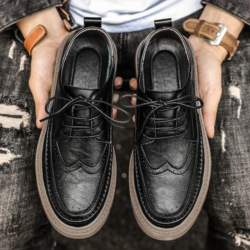 Casual Breathable Versatile And Trendy British Leather Board Shoes