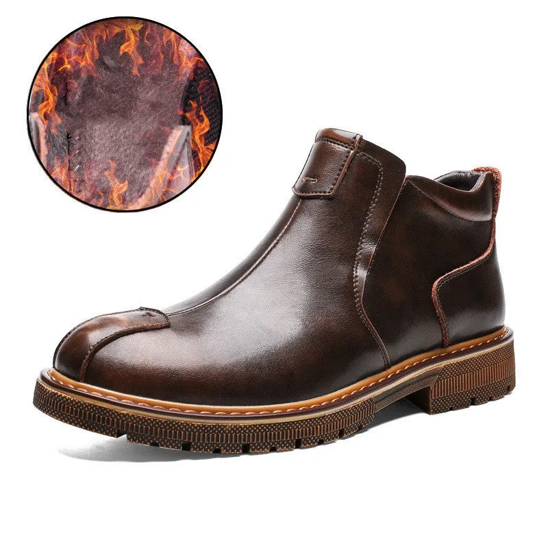 Casual Leather Shoes Martin Boots Men Plus Size