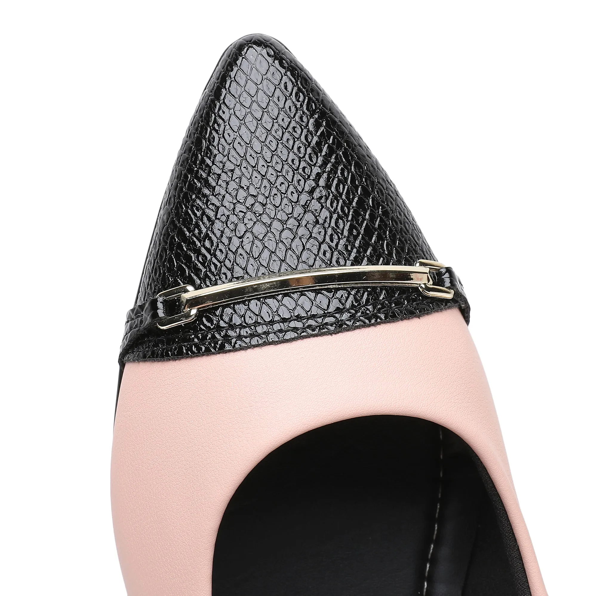 Charmed Strolls Pointed Toe Flats - Peach & Black  (274.078)