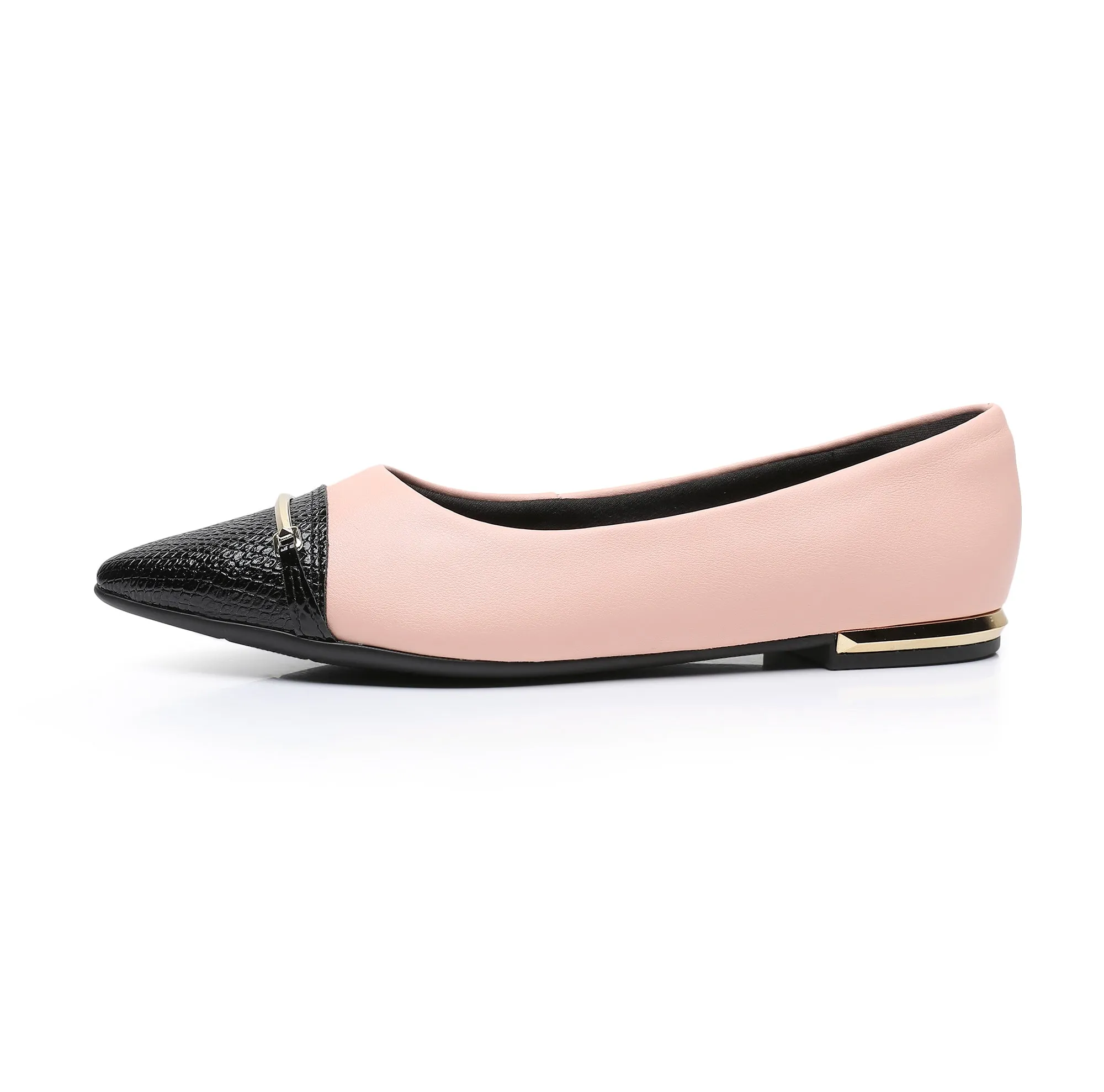 Charmed Strolls Pointed Toe Flats - Peach & Black  (274.078)