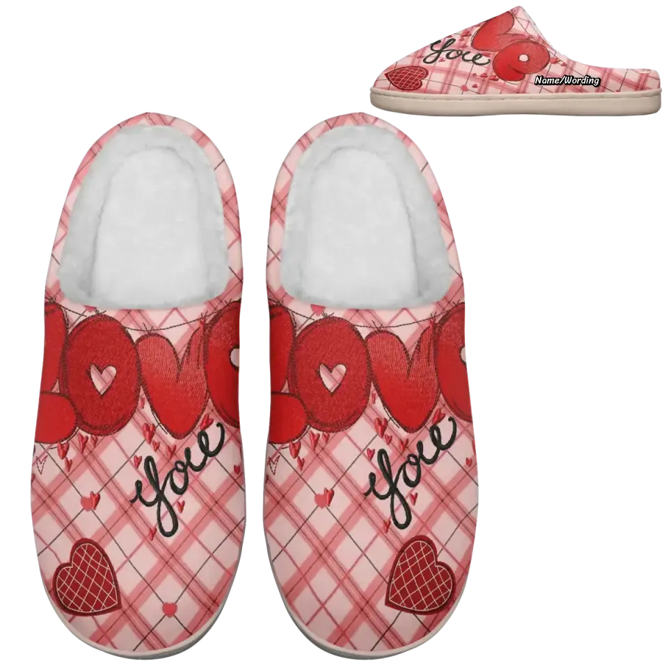 Custom Logo Gifts, Personalized Valentine's Indoor Slipper, Custom Best Gift Slipper for Lover, Valentine's Gift,kitty2020-23020206