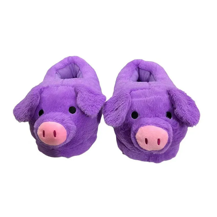 Cute Graffiti Pig Plush Slippers