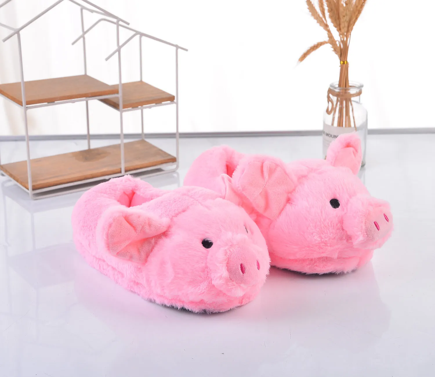 Cute Graffiti Pig Plush Slippers