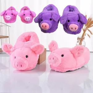 Cute Graffiti Pig Plush Slippers