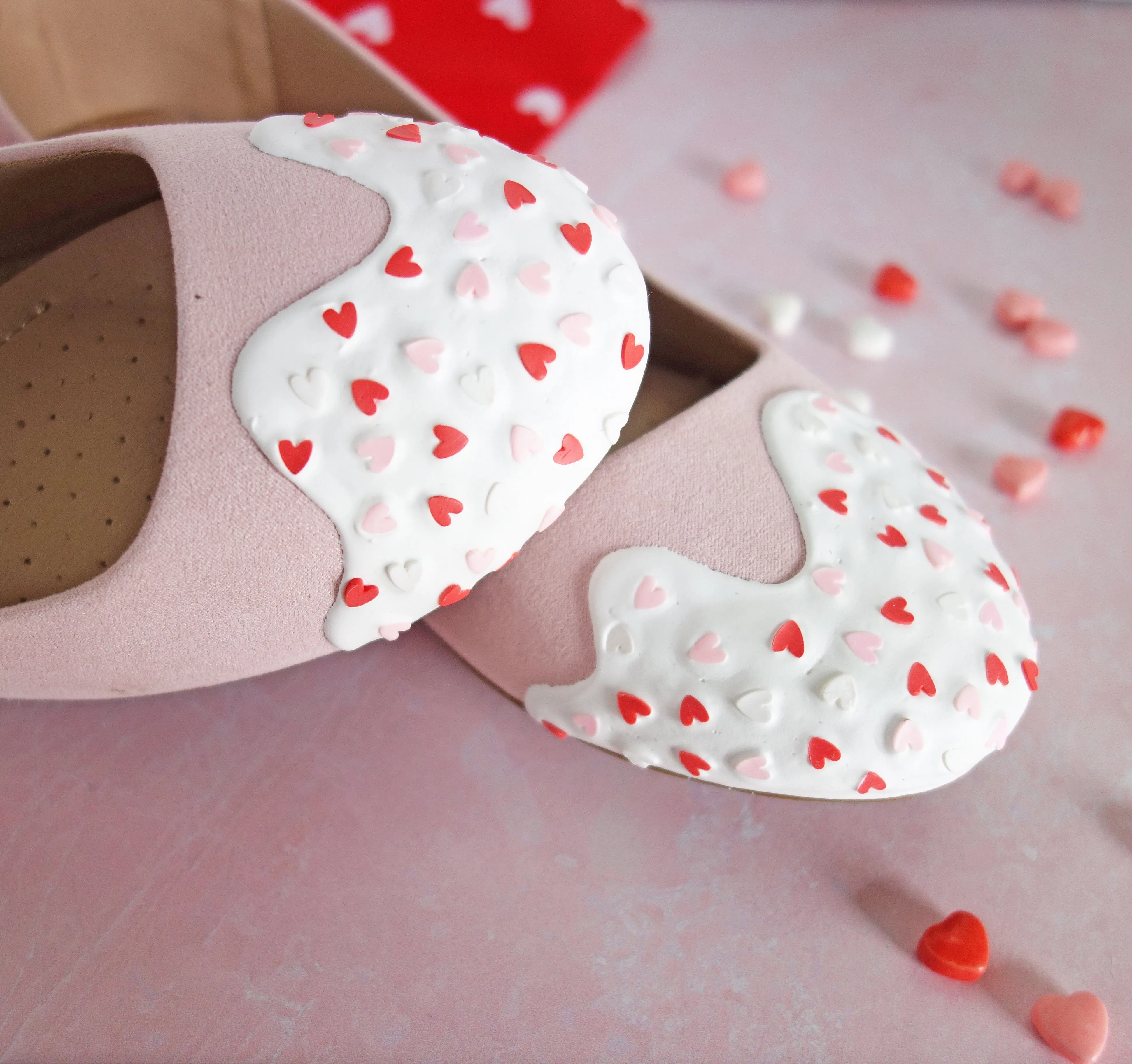 Heart Sprinkle Flats- Light Pink