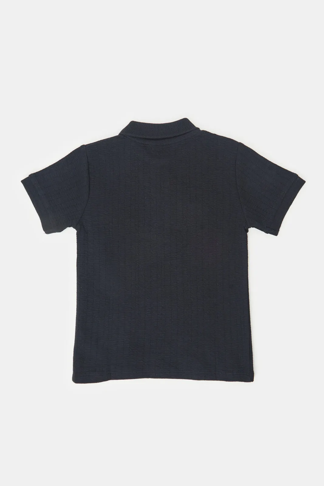 Infant Boys Black Jacquard Polo Shirt