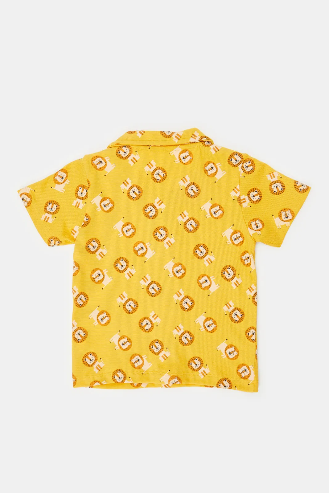 Infant Boys Mustard Lion Printed Shirt