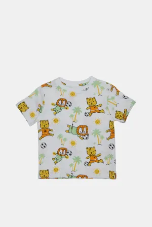 Infant Boys White Printed T-Sirt