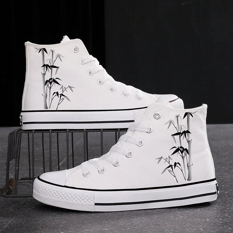 Ink High-top Canvas Sneakers for Couples Stylish and Comfortable