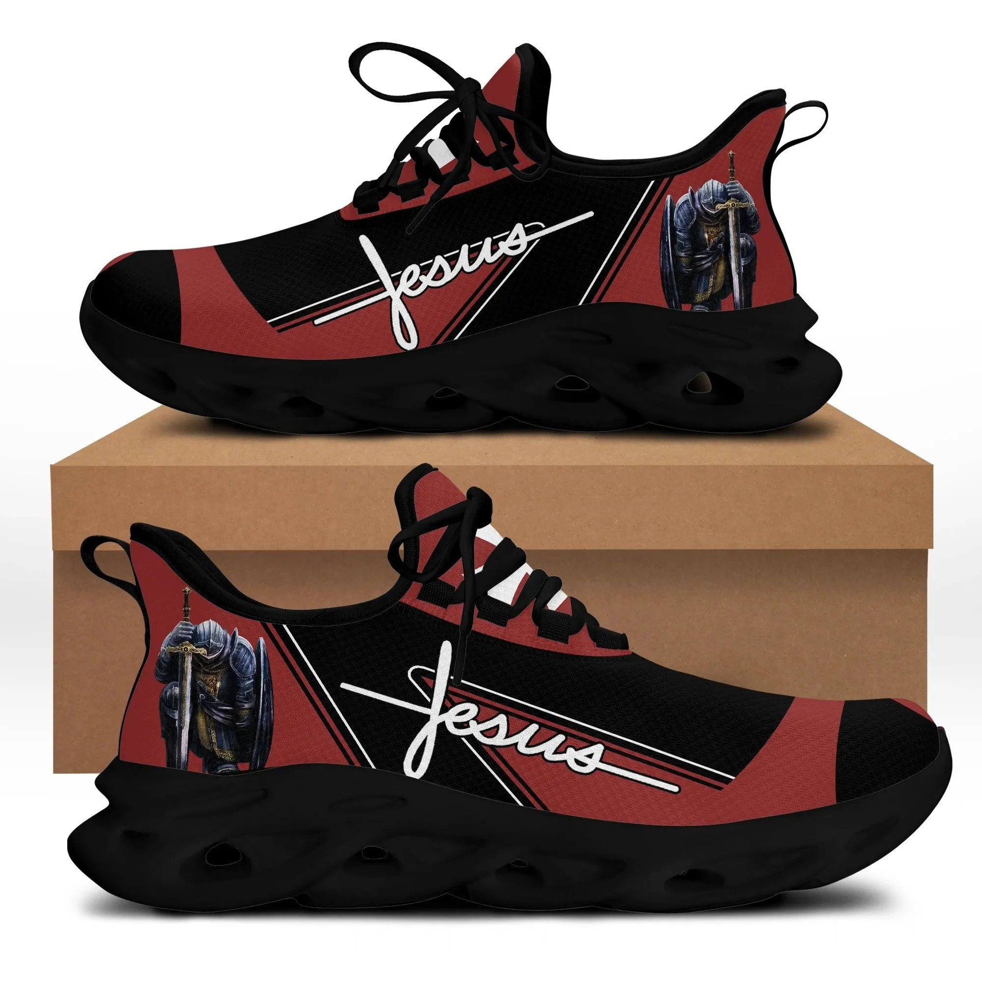 Jesus Running Sneakers Red Max Soul Shoes - Christian Shoes For Men And Women