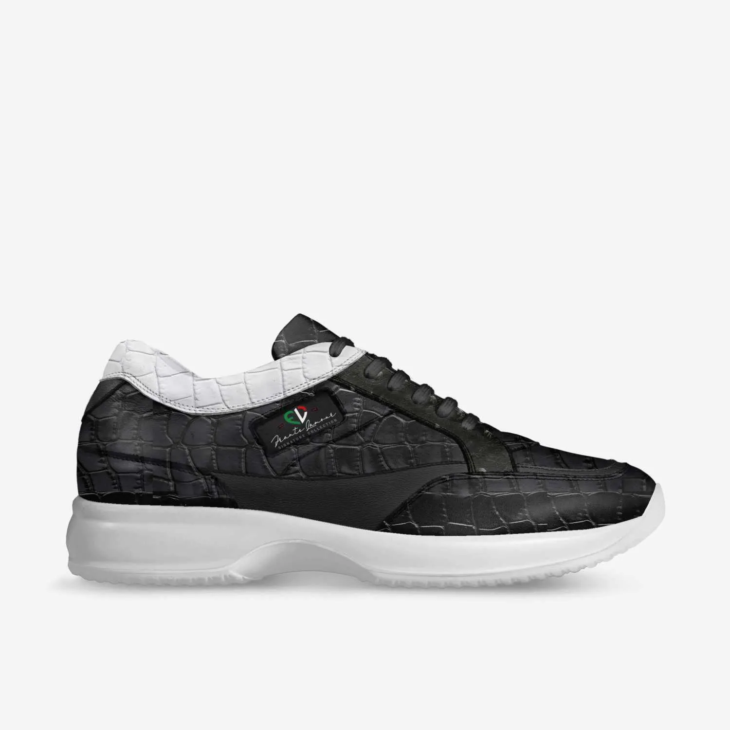 Kingdom First By Frantz Lamour - Men's Low Top Genuine Leather Walking Sneacker - Black & White