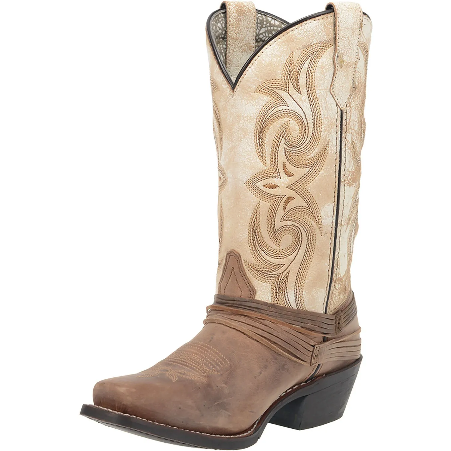 Laredo Womens Myra Cowboy Boots Leather Sand/White