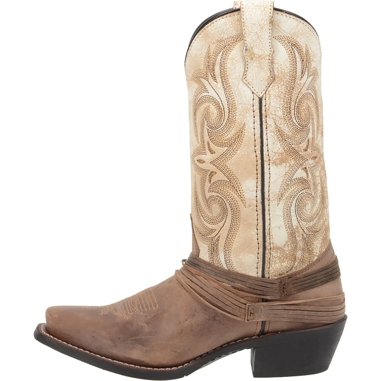 Laredo Womens Myra Cowboy Boots Leather Sand/White