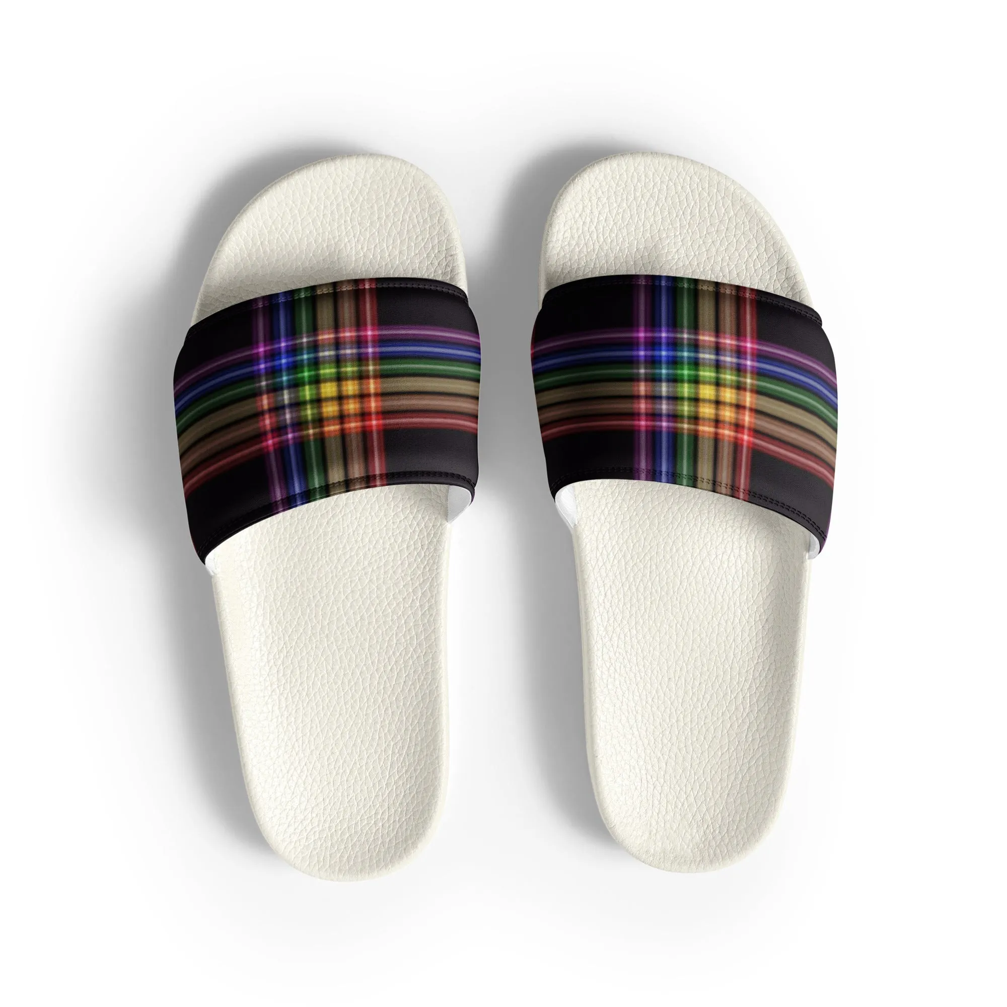 LGBTQ Pride Women's Slides Sandals in Plaid