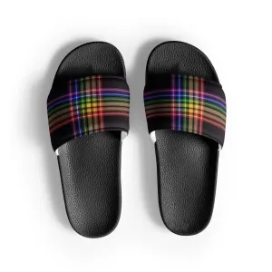 LGBTQ Pride Women's Slides Sandals in Plaid