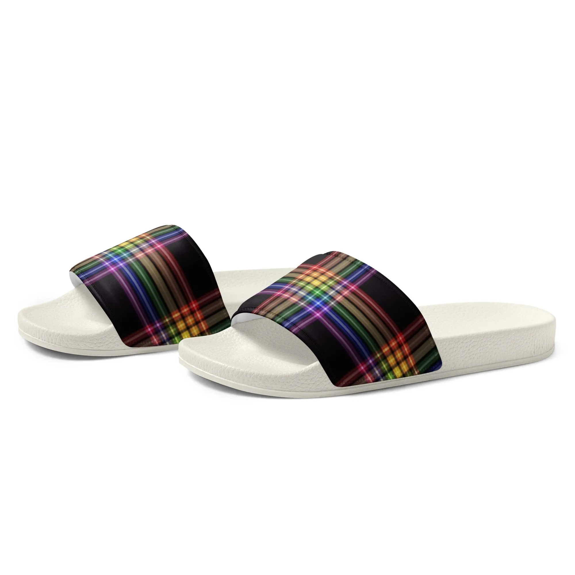 LGBTQ Pride Women's Slides Sandals in Plaid