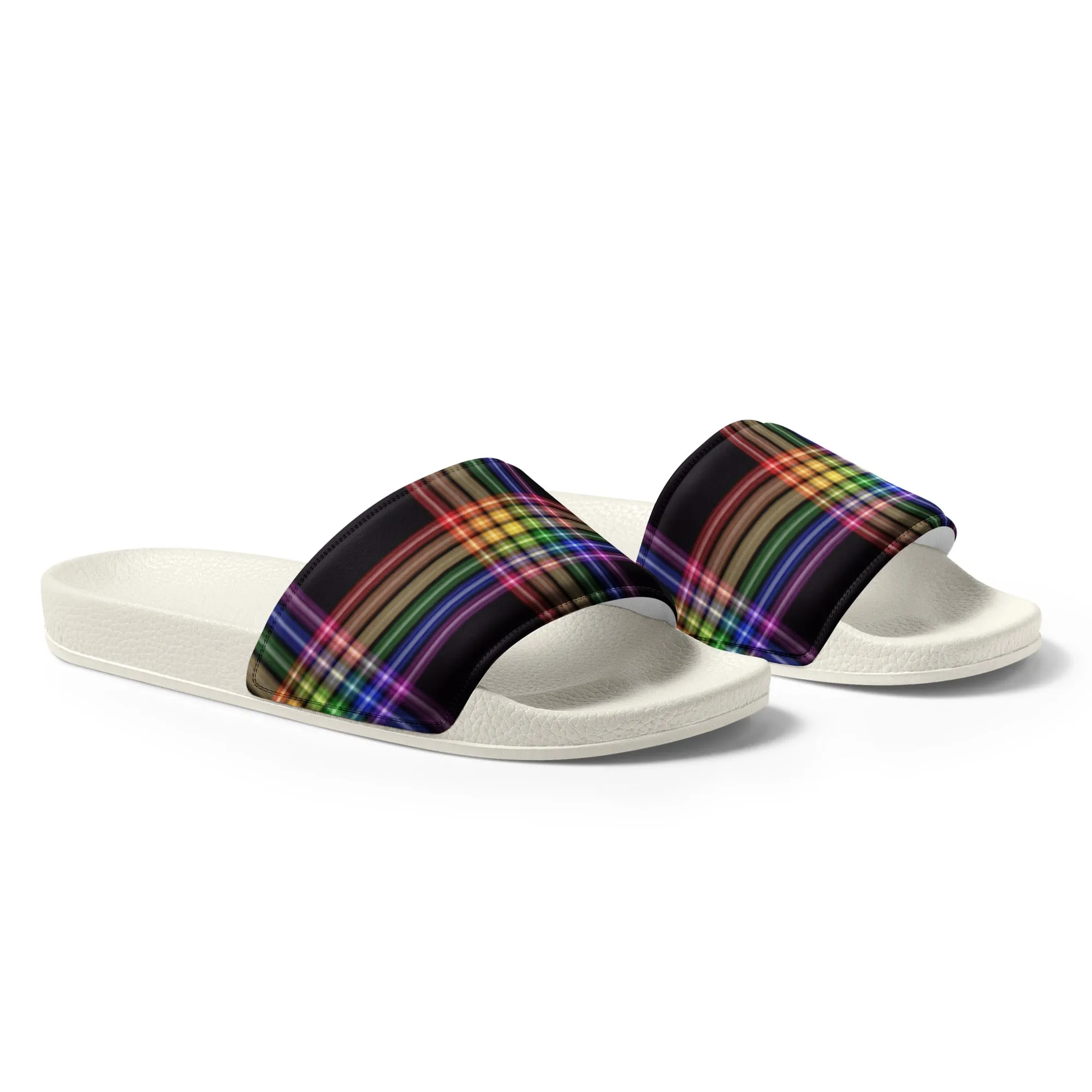 LGBTQ Pride Women's Slides Sandals in Plaid