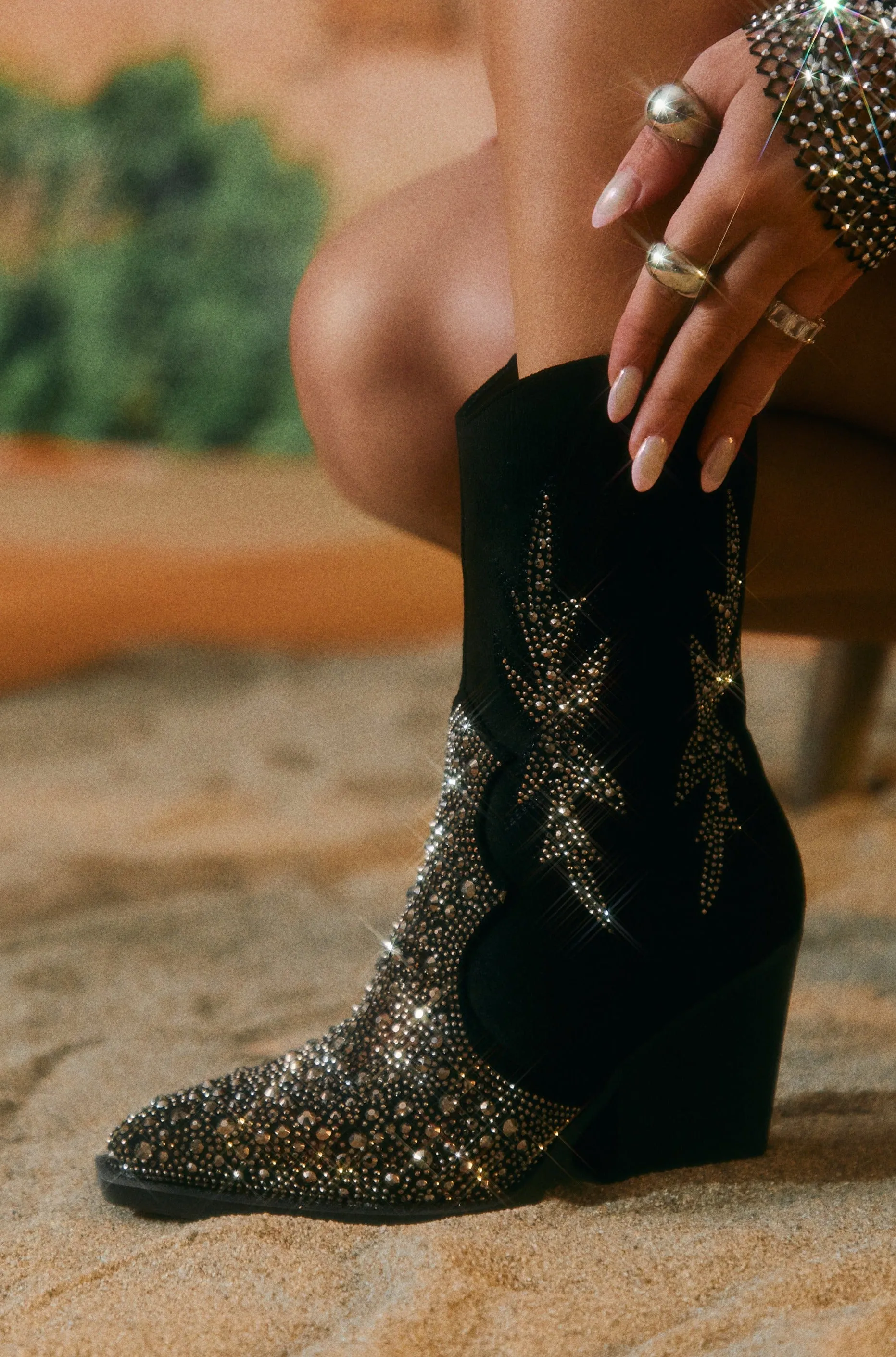 Limited Edition Embellished Cowgirl Boots - Black