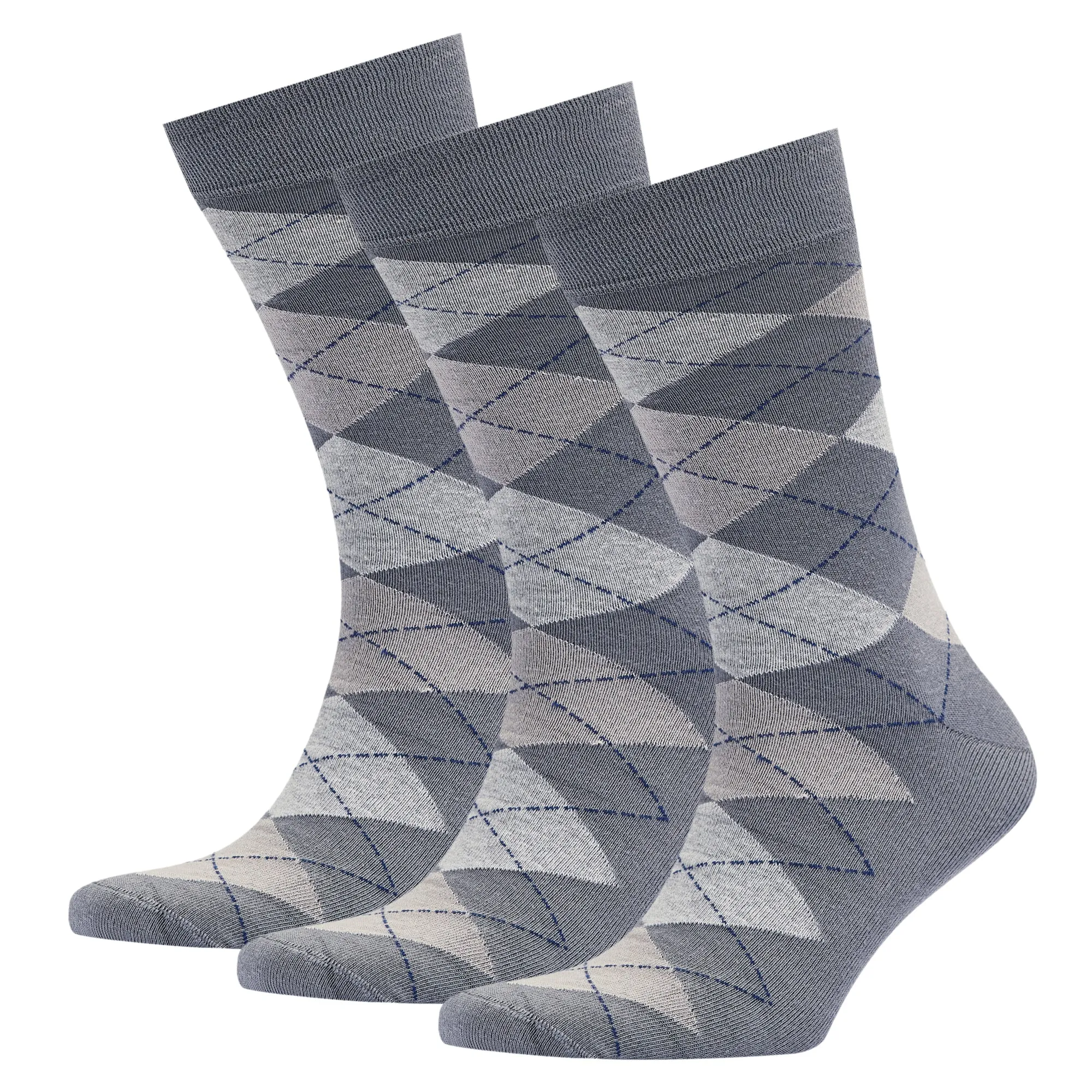 Men's Bamboo Dress Socks • Argyle Pack of 1/3/5 Pairs • Ocean Grey