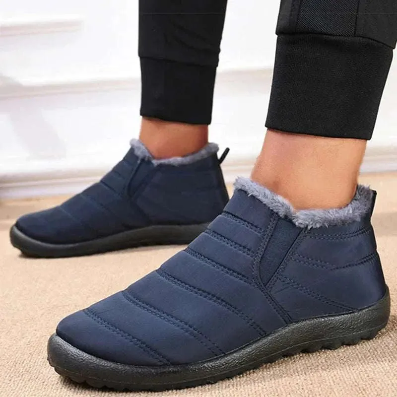 Men's Boots Slip On Winter Shoes For Men Ankle Boots Winter Booties For Men Fur Shoes Waterproof Snow Boots Warm Casual Botas