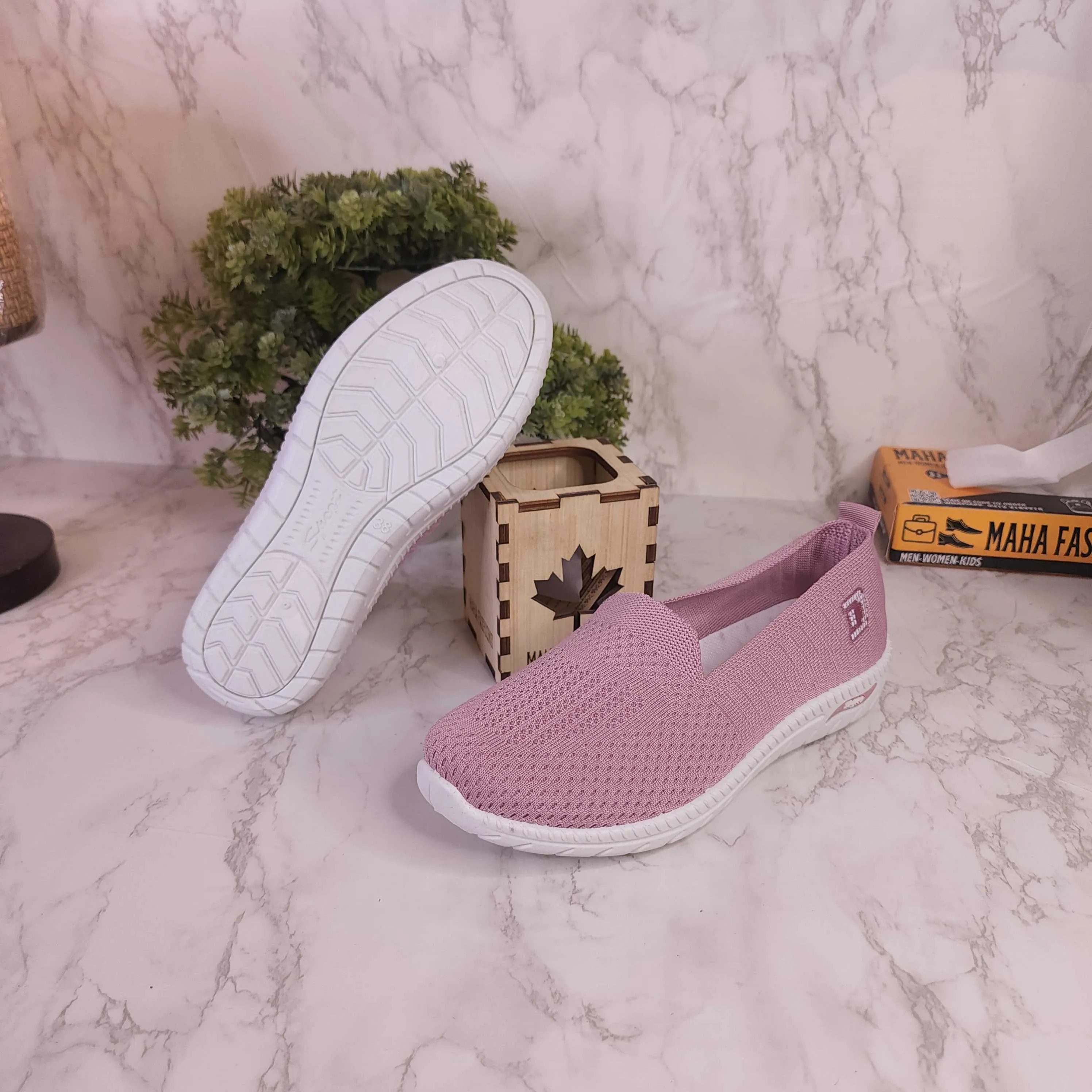 Pink Women Slip On Sneakers Wide Width Comfort Walking Shoes Casual Flat