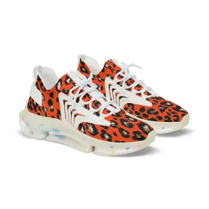 Red Leopard Skin Men's Mesh Sneakers