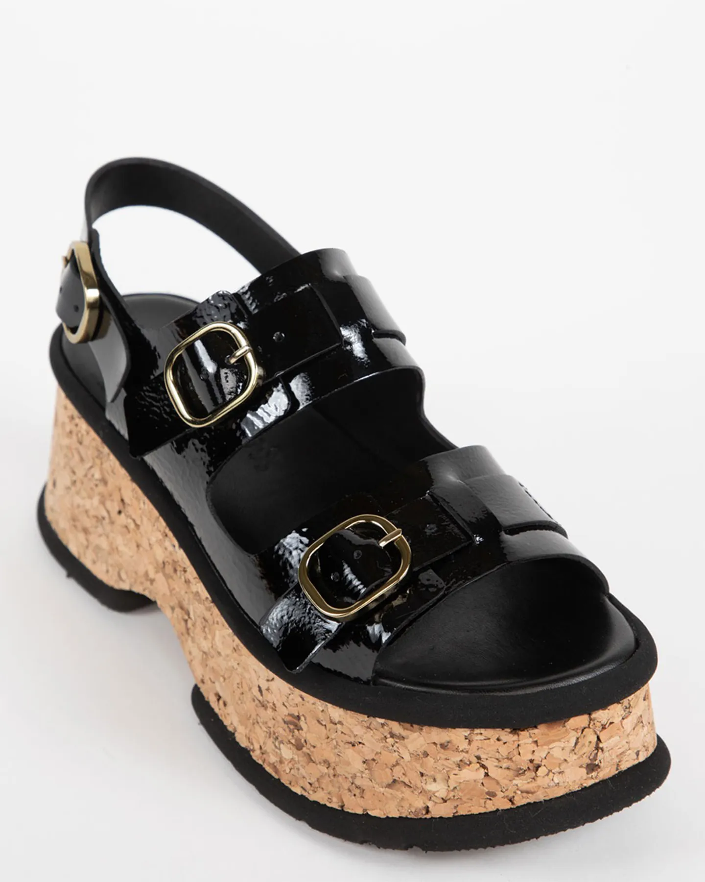 REVERSE VERNICE PLATFORM SANDAL - BLACK