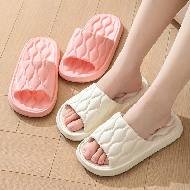 Ripple Style House Slippers EVA Soft Bathroom Slippers Women Men Shoes Home