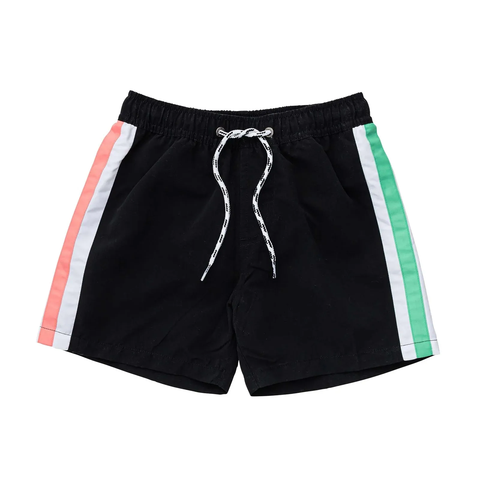 Snapper Rock Black Retro Stripe Volley Board Shorts