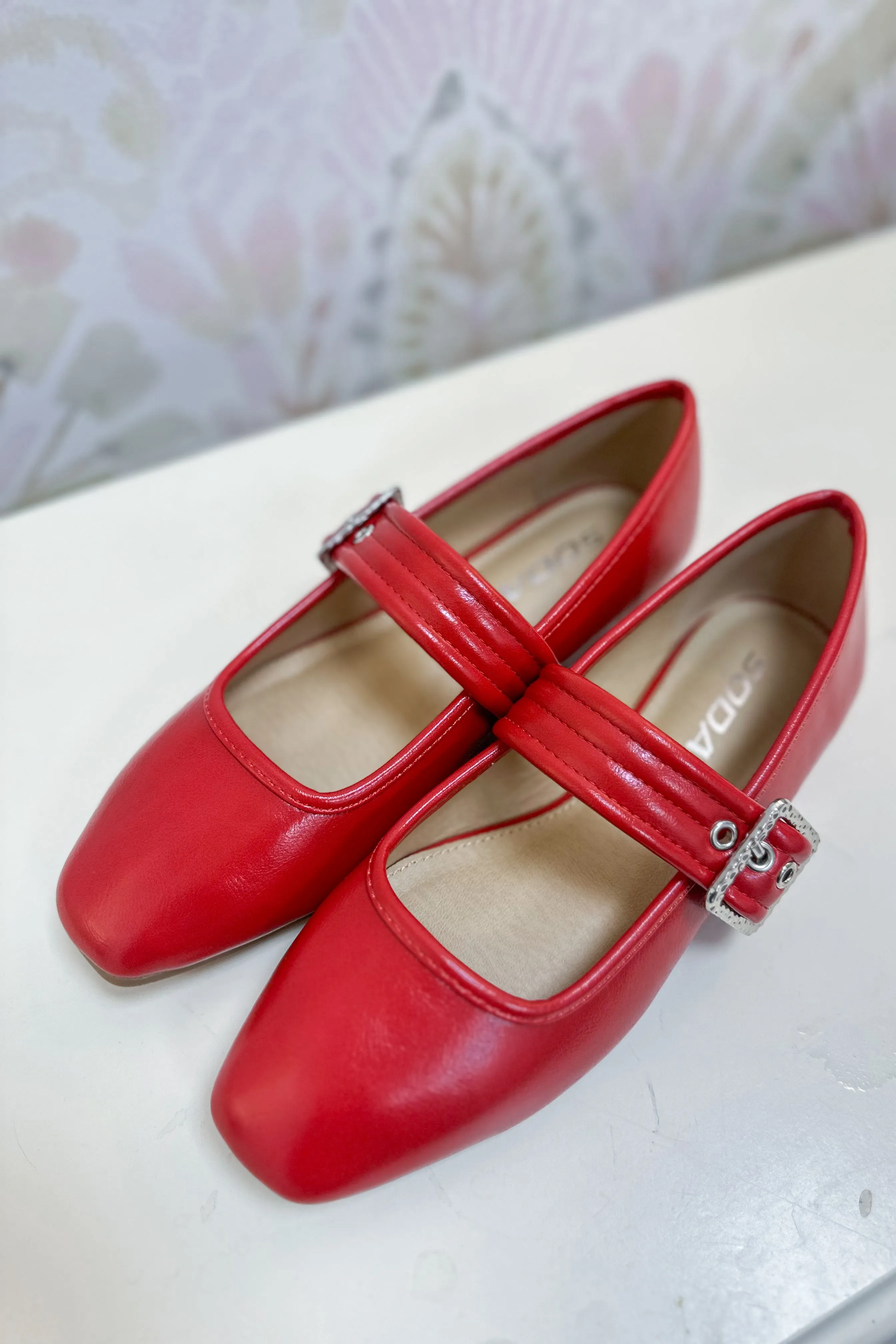 Soda Sparrow Mary Jane Buckle Strap Comfort Flats