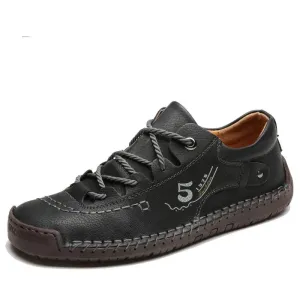 Soft Men's Casual Shoes Breathable Split Leather Handmade Shoes Brand Men Rome Style Shoes Flat Moccasins Men Sneakers