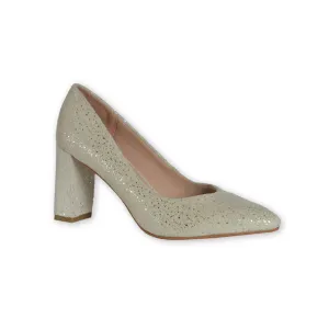 Sparkly Suede Pumps - Beige