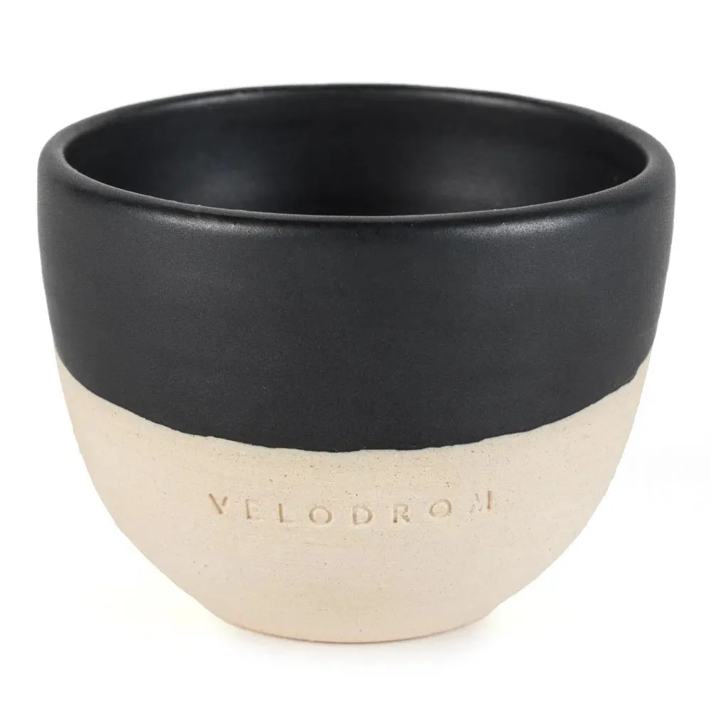 VELODROM Coffee Mug Handmade x Pell Ceramica - Glazed Black and Raw Uncoated