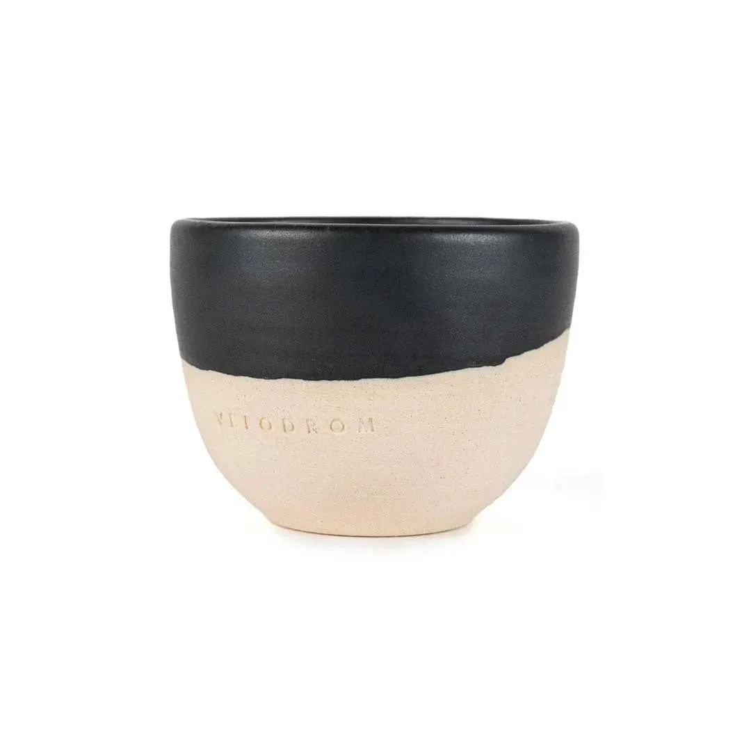 VELODROM Coffee Mug Handmade x Pell Ceramica - Glazed Black and Raw Uncoated