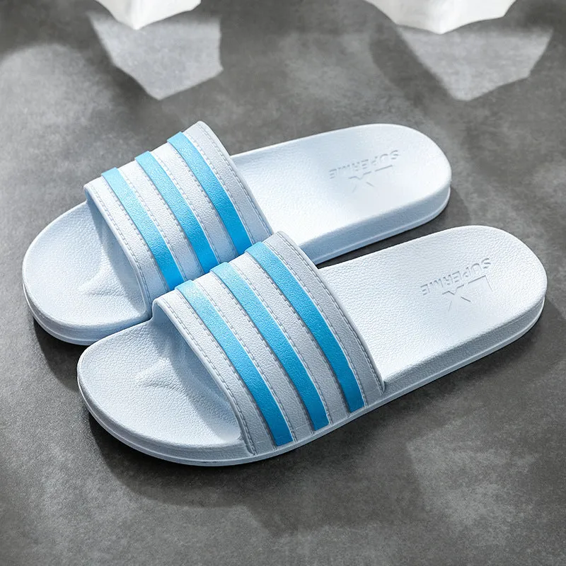 White Stripes Slippers For Women And Men Bathroom Slippers Home Shoes