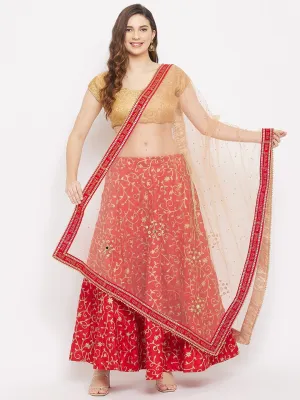 Women Fawn Embellished Dupatta With Beads And Stones