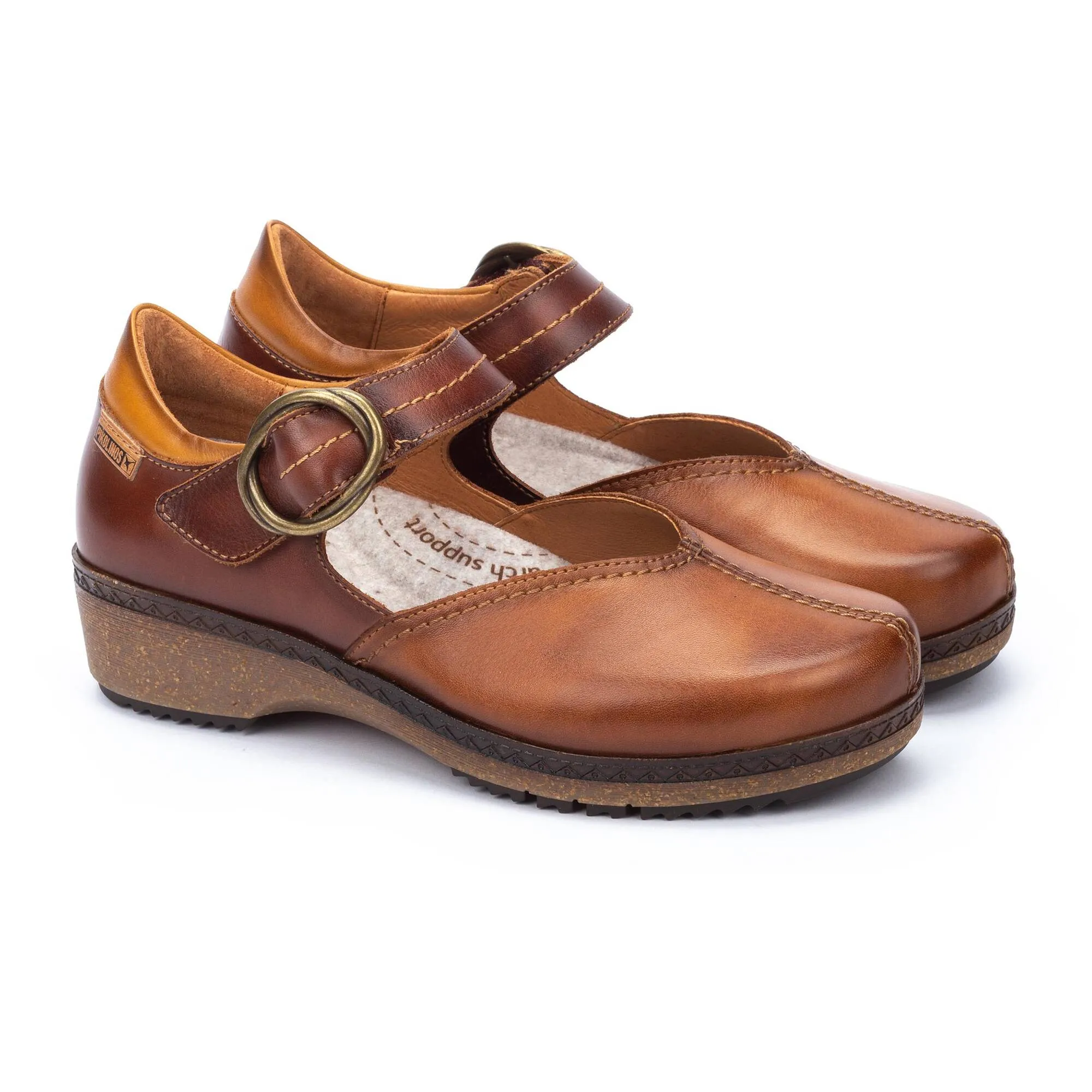 Women's Pikolinos Granada Leather Shoes Color: Brandy